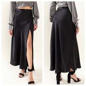 Fabulous Satin Side Slit Long Skirt